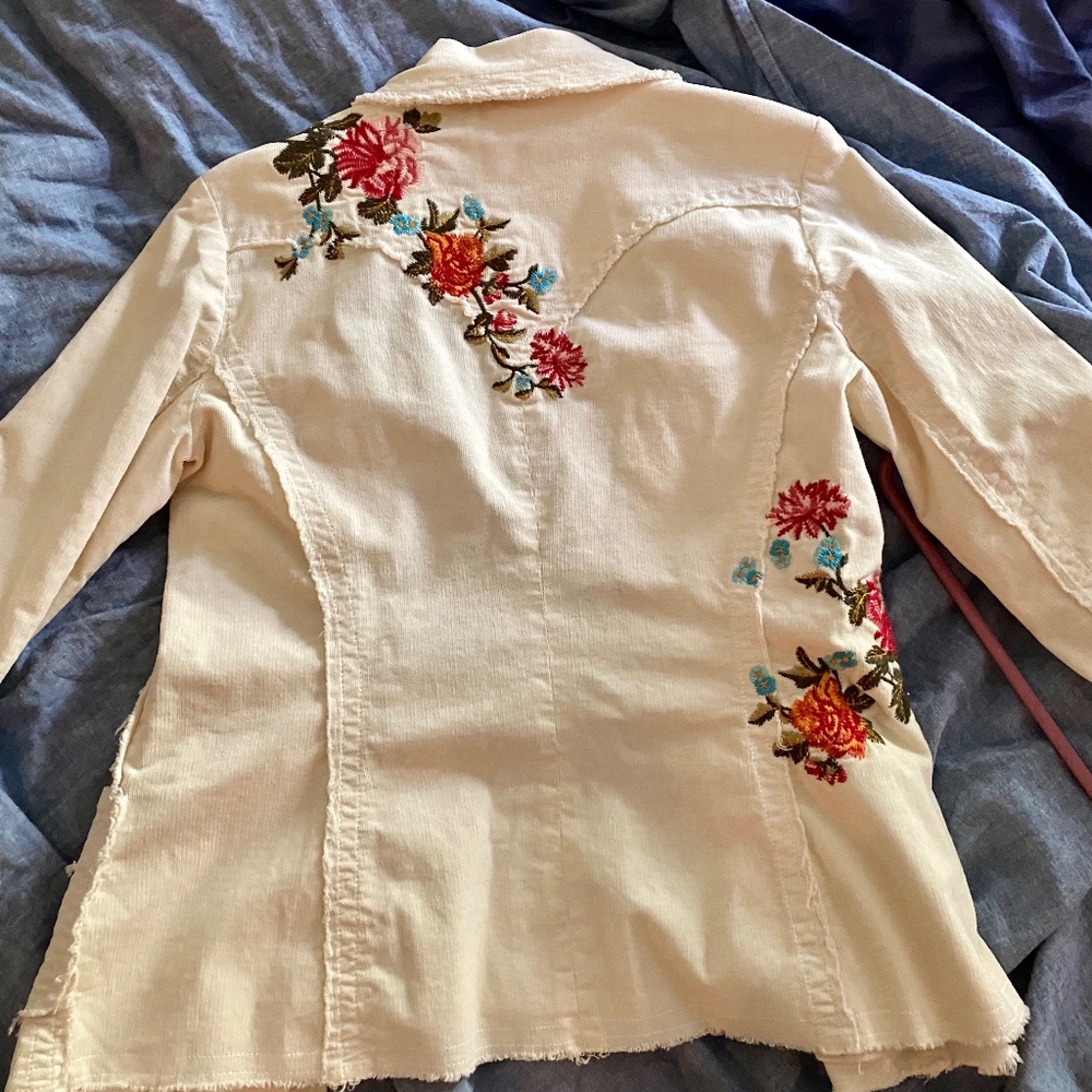 Size small, ivory, fine wale corduroy blazer. Johnny Was. NWOT